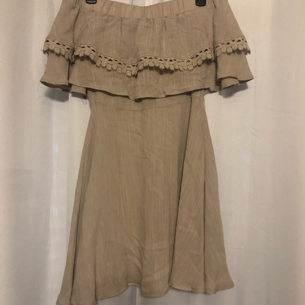 Taupe dress off the shoulder